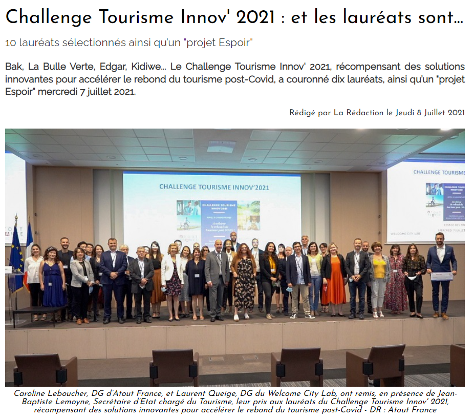 Challenge Tourisme Innov' 2021 : et les lauréats sont...