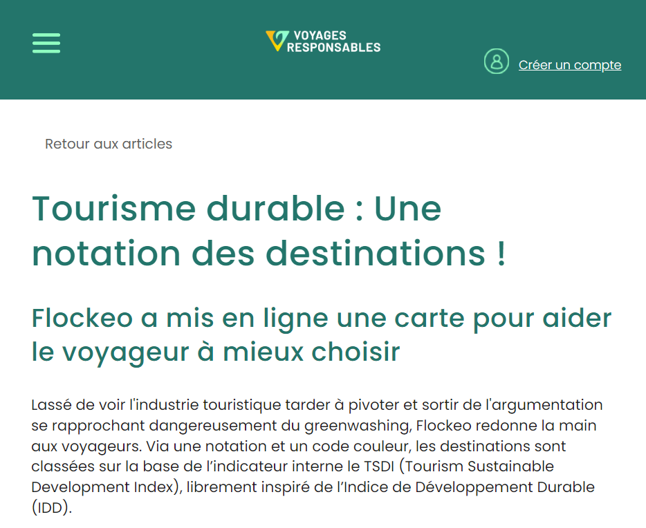 Tourisme durable : une notation des destinations !