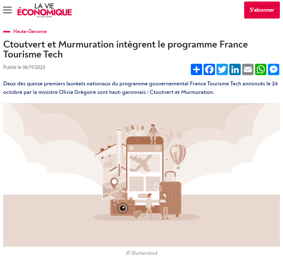 Ctoutvert et Murmuration intègrent le programme France Tourisme Tech