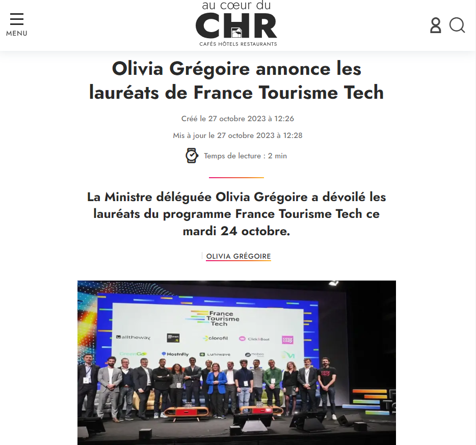 Olivia Grégoire annonce les lauréats de France Tourisme Tech