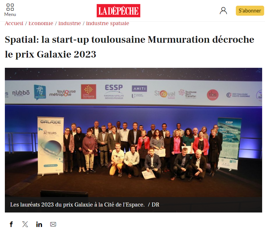 Espacio: La start-up toulousiana Murmuration gana el Premio Galaxie 2023