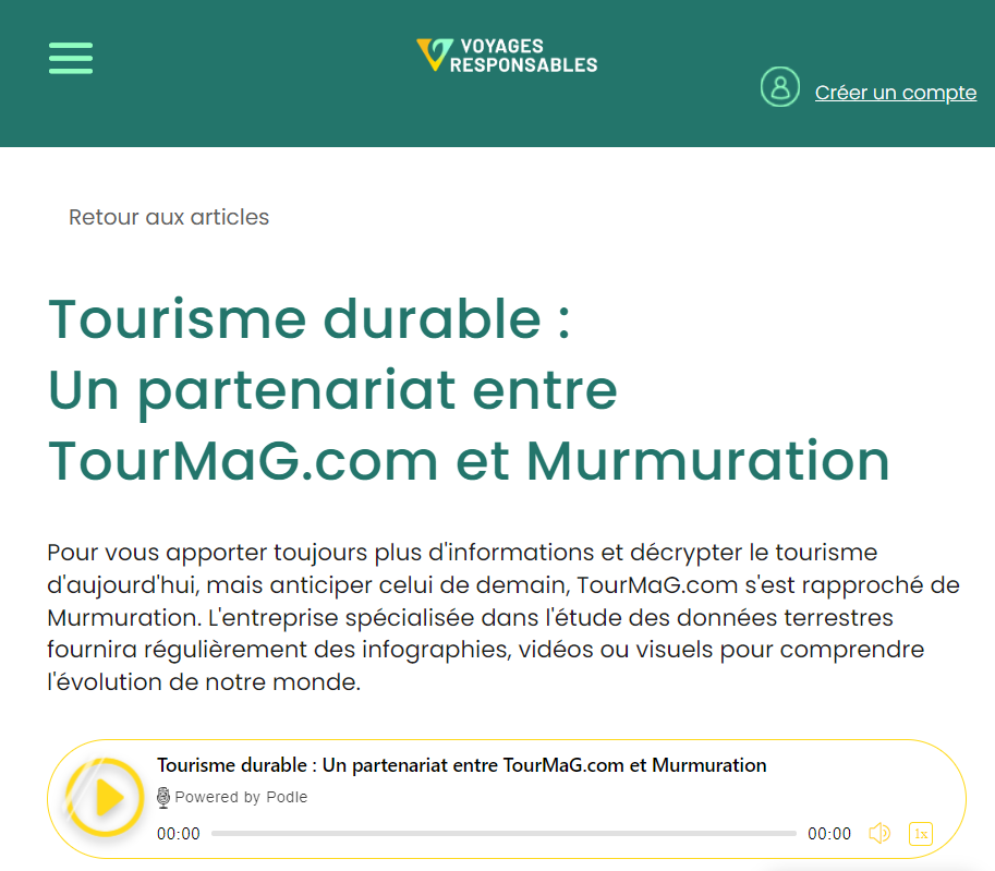 Tourisme durable : Un partenariat entre TourMaG.com et Murmuration