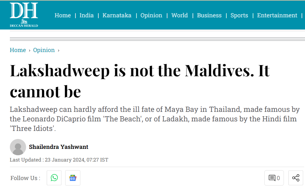 Lakshadweep is not the Maldives. It cannot be