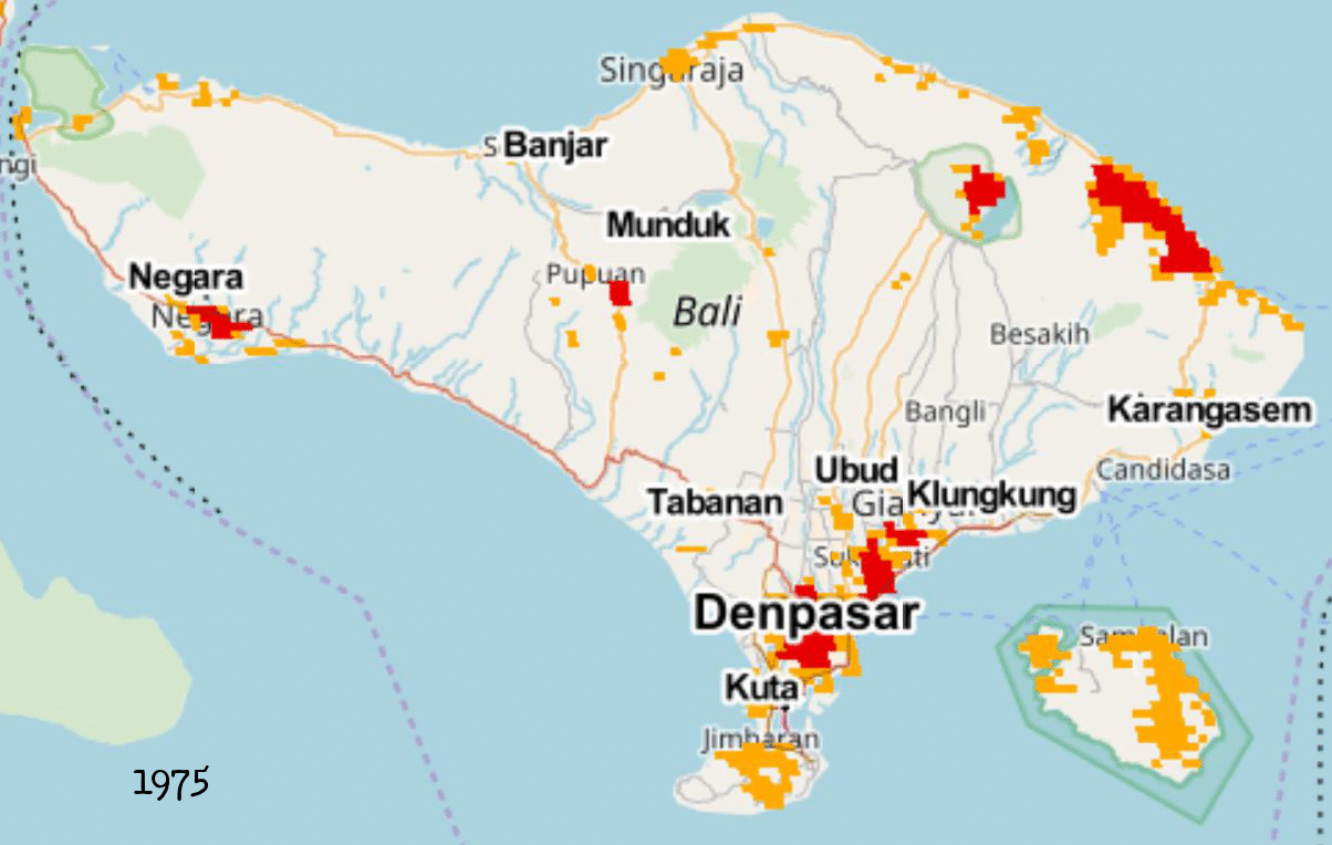 Cartographie animée du tourisme à Bali de 1975 à 2015