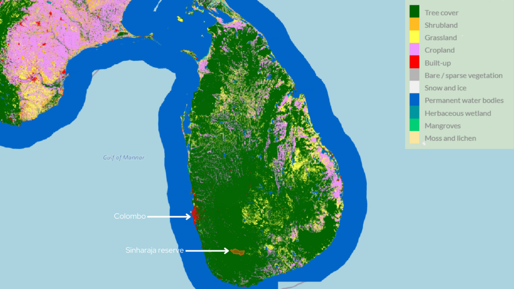(Carte de l'Indicateur d'Utilisation des Sols au Sri Lanka, 2020, ©Murmuration)